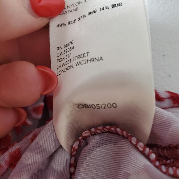 We The Free Shirt Womens Medium Red White Velvet Burnout Short Sleeve Oversized - Picture 9 of 10